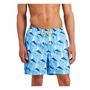 CLUBROOM Mens Blue Printed Classic Fit Quick-Dry Athletic Shorts M